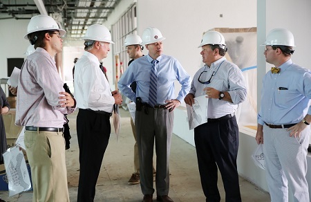 Appalachian Regional Commission (ARC) Federal Co-chair Tim Thomas, at center, was among officials who toured East Mississippi Community College’s Communiversity Tuesday morning. Here, he speaks with, from left, U.S. Sen. Cindy Hyde-Smith’s field representative Gregory Alston, EMCC Interim President Dr. Rick Young, ARC Mississippi State Program Director Mike Armour and U.S. Rep. Gregg Harper’s Deputy District Director Kyle Jordan. Appalachian Regional Commission (ARC) Federal Co-chair Tim Thomas, at center, was among officials who toured East Mississippi Community College’s Communiversity Tuesday morning. Here, he speaks with, from left, U.S. Sen. Cindy Hyde-Smith’s field representative Gregory Alston, EMCC Interim President Dr. Rick Young, ARC Mississippi State Program Director Mike Armour and U.S. Rep. Gregg Harper’s Deputy District Director Kyle Jordan.
